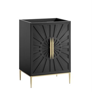 Modway Awaken 24&quot Solid Wood and MDF Bathroom Vanity Cabinet in Black