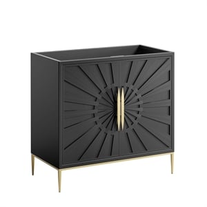 Modway Awaken 36&quot Solid Wood and MDF Bathroom Vanity Cabinet in Black