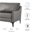 Modway Corland Modern Style Leather and Metal Sofa in Gray Finish