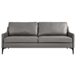 Modway Corland Modern Style Leather and Metal Sofa in Gray Finish