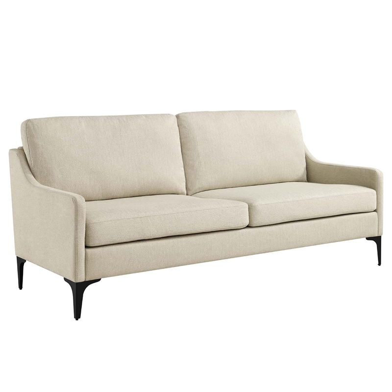 Modway Corland Modern Style Upholstered Fabric and Metal Sofa in Beige