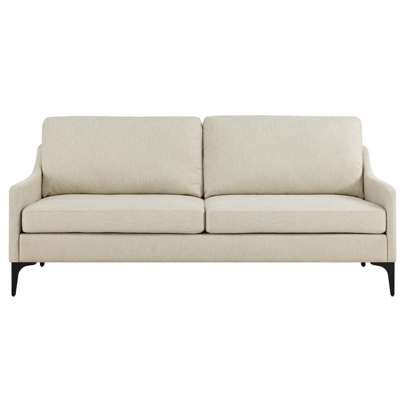 Modway Corland Modern Style Upholstered Fabric and Metal Sofa in Beige