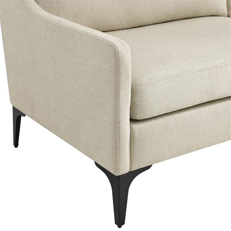 Modway Corland Modern Style Upholstered Fabric and Metal Sofa in Beige