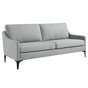 Modway Corland Upholstered Fabric and Metal Sofa in Light Gray