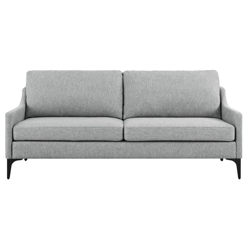 Modway Corland Upholstered Fabric and Metal Sofa in Light Gray