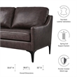 Modway Corland Modern Style Leather and Metal Loveseat in Brown