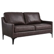 Modway Corland Modern Style Leather and Metal Loveseat in Brown