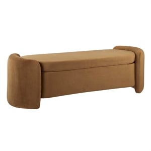 Modway Nebula Upholstered Performance Velvet Bench in Cognac Brown