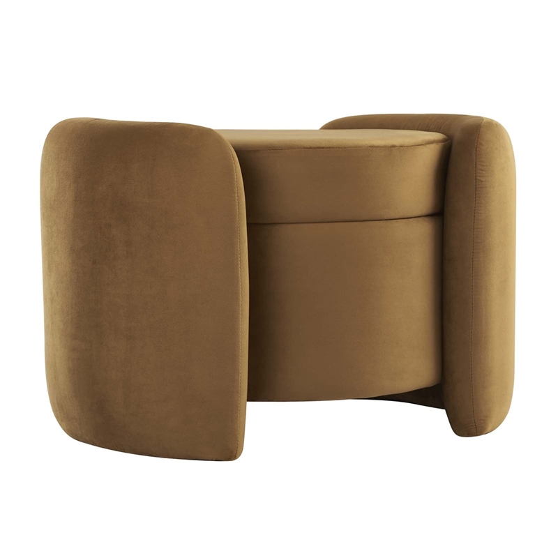 Modway Nebula Upholstered Performance Velvet Ottoman in Cognac Brown