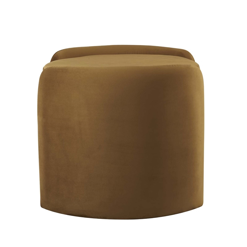 modway nebula upholstered performance velvet ottoman in cognac brown