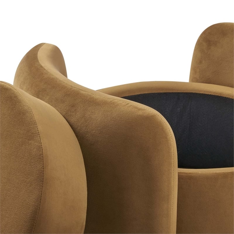 modway nebula upholstered performance velvet ottoman in cognac brown