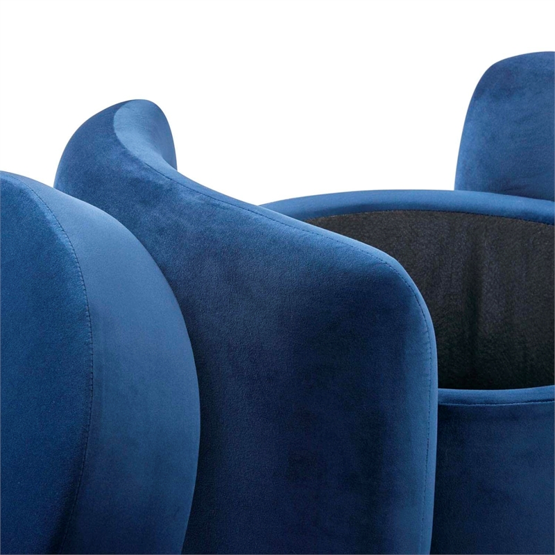 Modway Nebula Upholstered Performance Velvet Ottoman in Midnight Blue