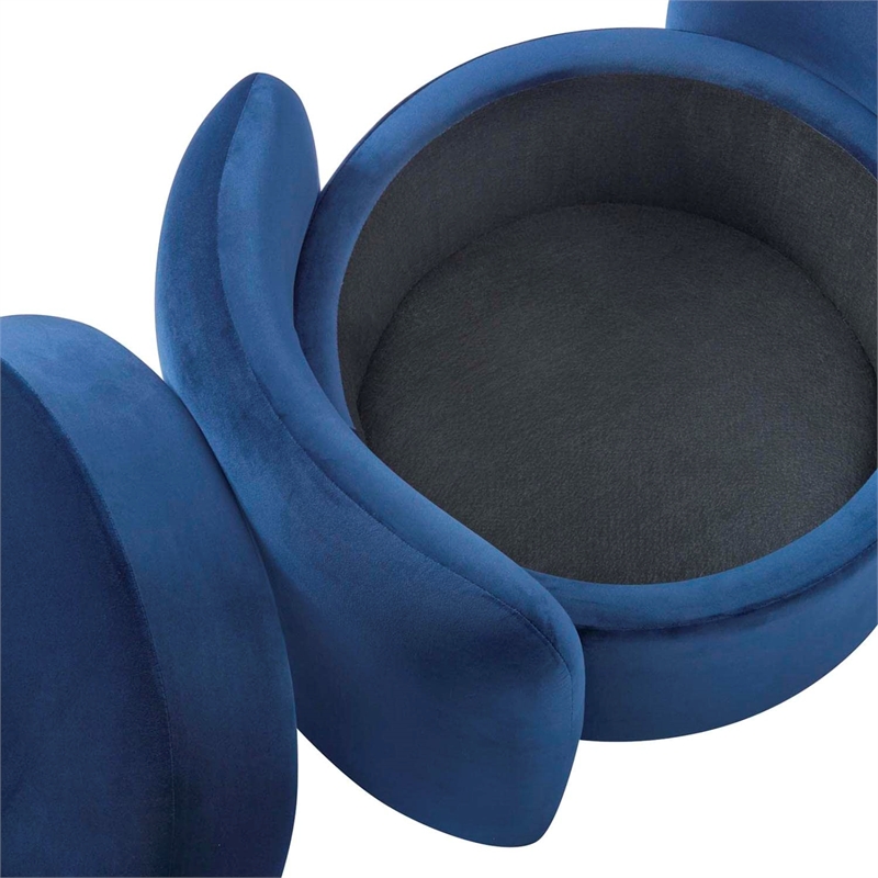Modway Nebula Upholstered Performance Velvet Ottoman in Midnight Blue