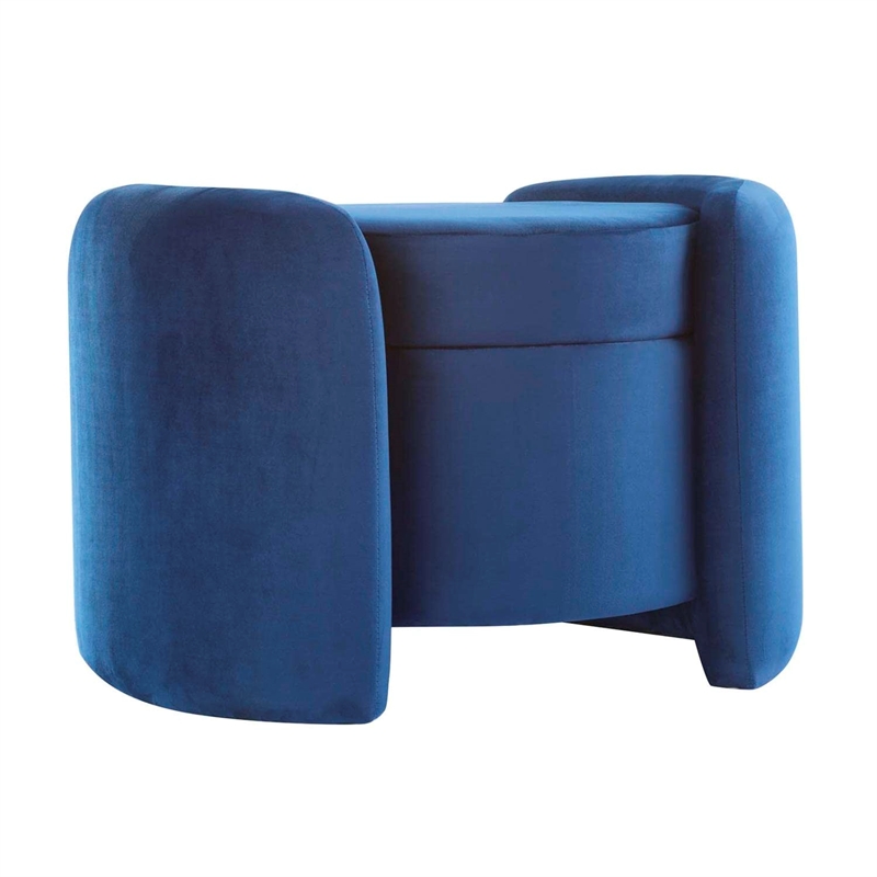 Modway Nebula Upholstered Performance Velvet Ottoman in Midnight Blue