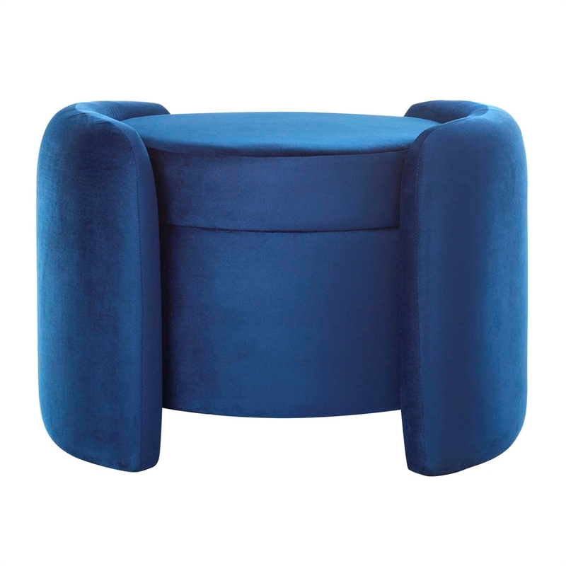 Modway Nebula Upholstered Performance Velvet Ottoman in Midnight Blue