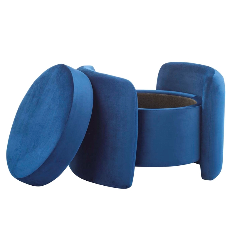 Modway Nebula Upholstered Performance Velvet Ottoman in Midnight Blue