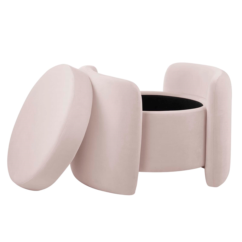 Modway Nebula Upholstered Performance Velvet Ottoman in Pink