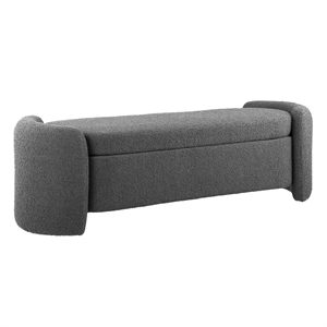 Modway Nebula Modern Style Wood and Boucle Upholstered Bench in Charcoal