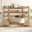 Modway Bixby 3-Piece Modern Style Wood Office Desk and Bookshelf - Oak