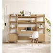 Modway Bixby 3-Piece Modern Style Wood Office Desk and Bookshelf - Oak