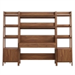 Modway Bixby 3-Piece Wood Office Desk and Bookshelf - Walnut