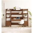 Modway Bixby 3-Piece Wood Office Desk and Bookshelf - Walnut