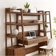 Modway Bixby 3-Piece Wood Office Desk and Bookshelf - Walnut