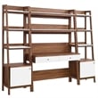 Modway Bixby 3-Piece Wood Office Desk and Bookshelf - Walnut/White