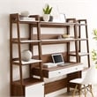 Modway Bixby 3-Piece Wood Office Desk and Bookshelf - Walnut/White