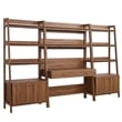 Modway Bixby 3-Piece Wood Office Desk and Bookshelf in Walnut