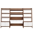 Modway Bixby 3-Piece Wood Office Desk and Bookshelf in Walnut/White