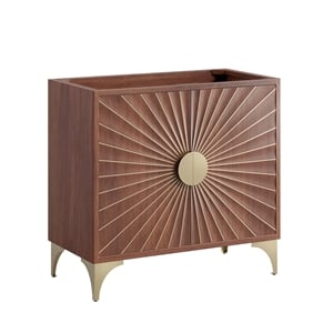 Modway Daylight 36&quot Solid Mango Wood Bathroom Vanity Cabinet in Walnut