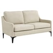 Modway Corland Upholstered Fabric and Metal Loveseat in Beige