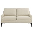 Modway Corland Upholstered Fabric and Metal Loveseat in Beige