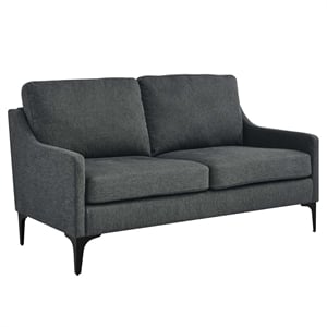 Modway Corland Upholstered Fabric and Metal Loveseat in Charcoal