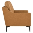 Modway Corland Modern Style Leather and Metal Armchair in Tan