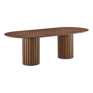Modway Senja 95&quot Oval Modern Style MDF and Wood Dining Table in Walnut