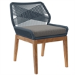Modway Wellspring 5-Piece Teak Wood Outdoor Dining Set in Blue/Graphite