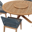Modway Wellspring 5-Piece Teak Wood Outdoor Dining Set in Blue/Graphite