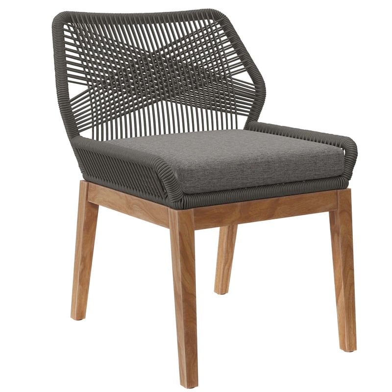 Modway Wellspring 5-Piece Teak Wood Outdoor Dining Set in Gray/Graphite