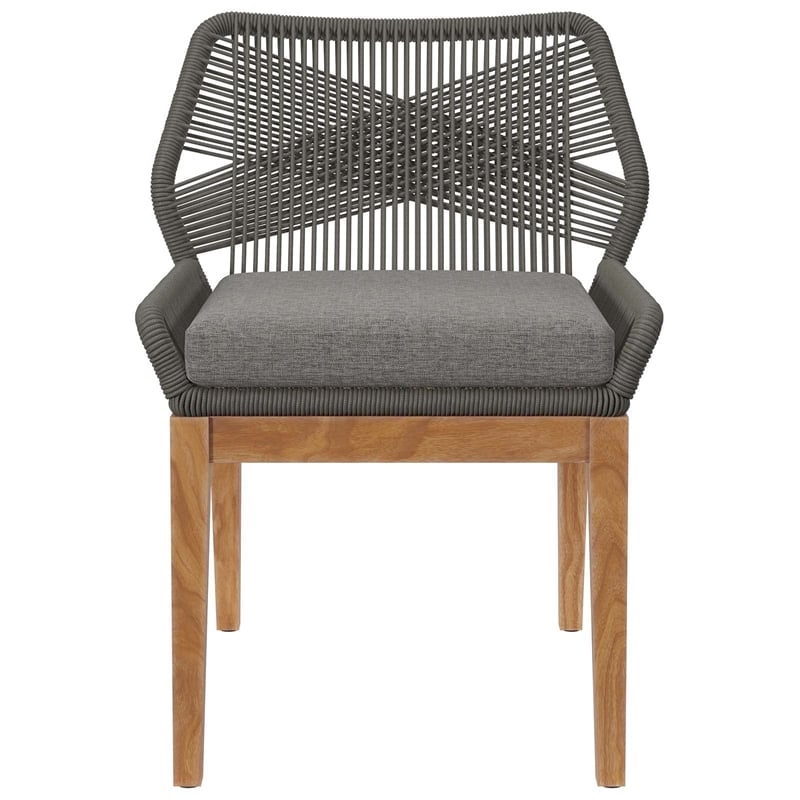 Modway Wellspring 5-Piece Teak Wood Outdoor Dining Set in Gray/Graphite