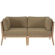 Modway Clearwater Teak Wood Fabric Outdoor Loveseat in Gray/Light Brown
