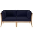 Modway Clearwater Teak Wood Fabric Outdoor Loveseat in Gray/Navy