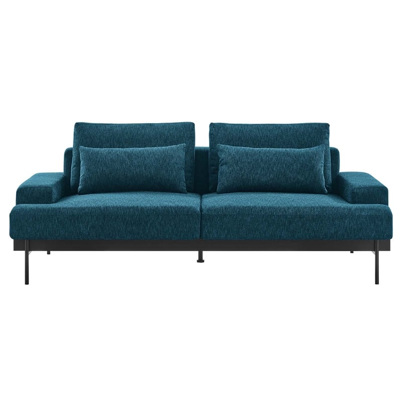 Modway Proximity Modern Upholstered Polyester Fabric Sofa in Azure Blue