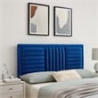 Modway Believe Modern Style Channel Tufted Velvet Twin Headboard in Navy
