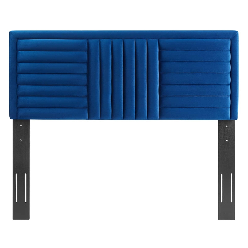 Modway Believe Modern Style Channel Tufted Velvet Twin Headboard in Navy