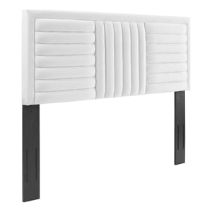 Modway Believe Channel Tufted Velvet Full/Queen Headboard in White