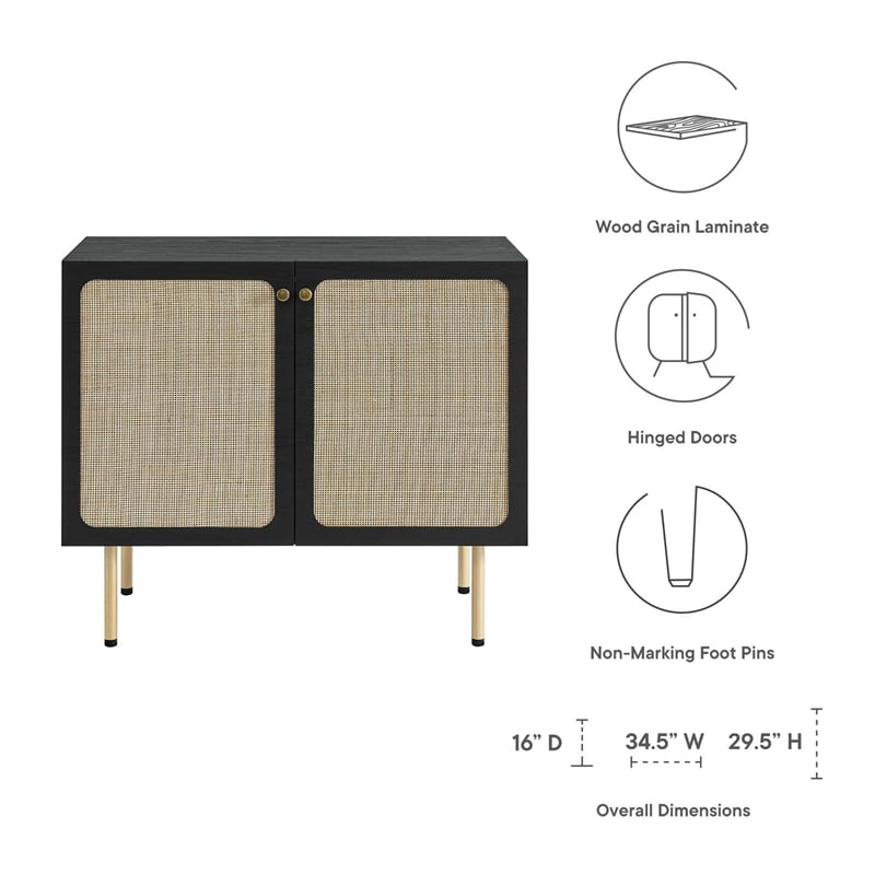 Modway Chaucer Particleboard and Laminate Accent Cabinet in Black