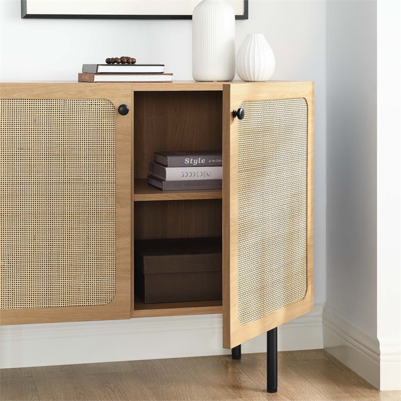 Modway Chaucer Particleboard and Laminate Accent Cabinet in Oak