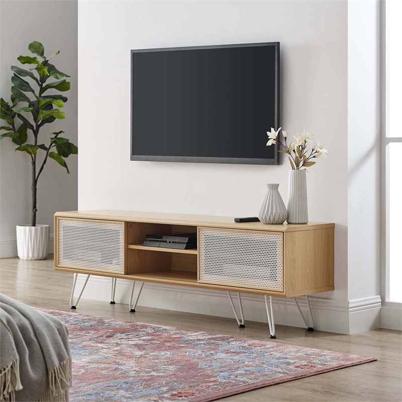 Modway Nomad Modern Wood Grain Laminate TV Stand for TVs up to 65